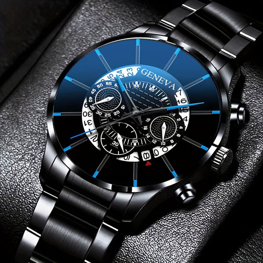Popular Mens Quartz Watch Stainless Steel Strap Fashion Calendar Wristwatch Ideal choice for Gifts