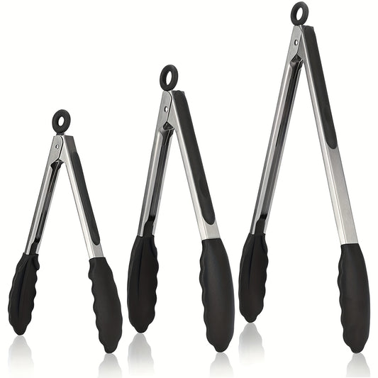 3packs Food Clip Multifunctional Silicone Stainless Steel Food Tongs Antiscalding Barbecue Clip Steak Clip Salad Tongs Grilling Tongs Food Serving Tongs Buffet Tongs 81013in Kitchen Utensils Kitchen Supplies Back To School Supplies
