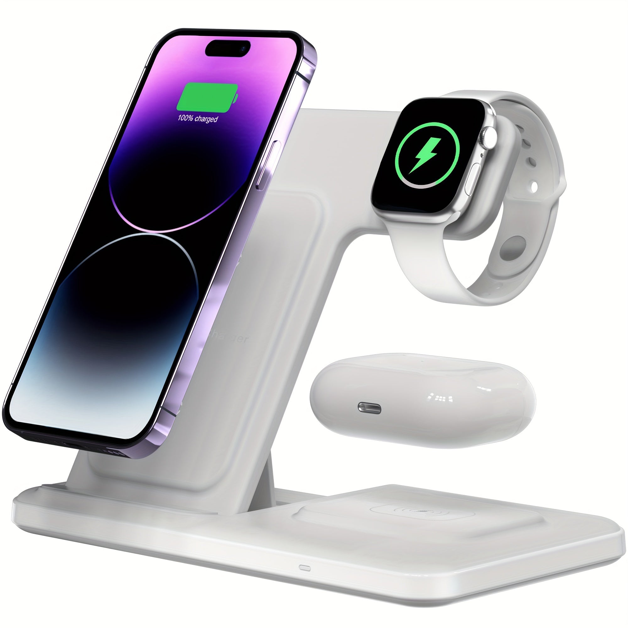 3in1 Foldable Wireless Charging Station  Fast Charging Universal Compatibility and SpaceSaving Design for iPhone iWatch and Airpods  Supports 15W Fast Charging Wireless Charging for Multiple Devices and Compact Travel Design