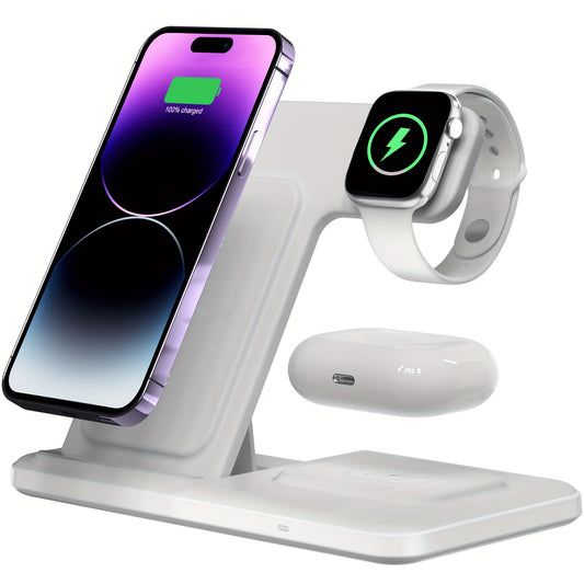 3in1 Foldable Wireless Charging Station  Fast Charging Universal Compatibility and SpaceSaving Design for iPhone iWatch and Airpods  Supports 15W Fast Charging Wireless Charging for Multiple Devices and Compact Travel Design