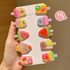 10pcs Cute Cartoon Hair Clips 10pcs Cute Cartoon Popsicle Acrylic Hair Clips Mixed Color AllSeason Fashion Hair Accessories with Alloy for Women