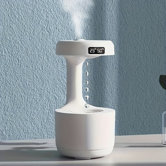 Anti Gravity Humidifier with LED Clock Display Ultrasonic Water Drip Humidifier Cool Mist Aromatherapy Diffuser Floating Water Droplet Humidifier Rain Cloud Diffuser Levitating Water Drop