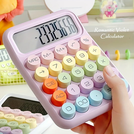 1pc Large Display Aesthetic Candy Color Calculator  12Digit Desktop Calculator with Big Buttons Flexible Keyboard and LCD Display  Perfect for Office or School Use Battery Not Included
