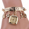 Womens Bracelet Watch LOVE Alphabet Alloy Quartz Watch Flower Decor Tonneau Dress Watch Ladies Exquisite Casual Watch