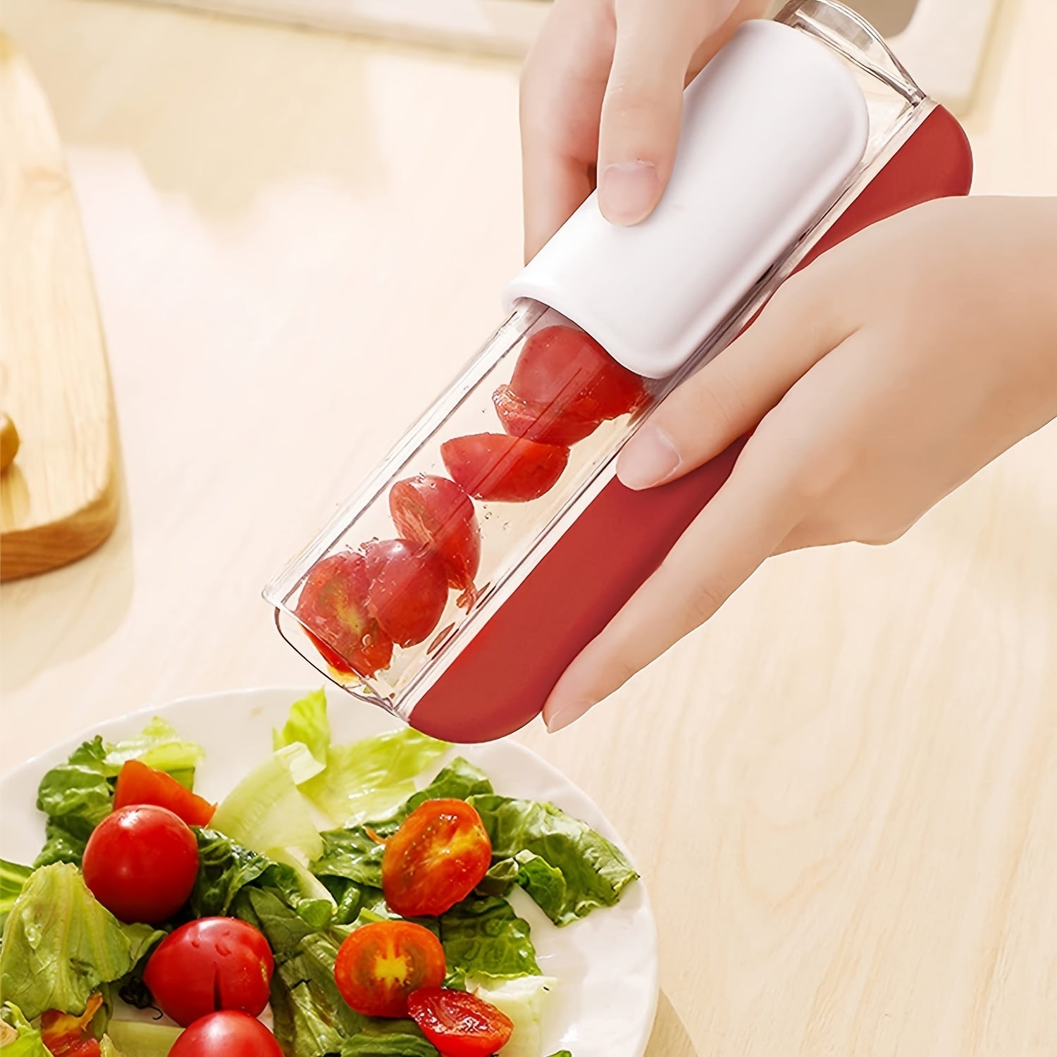 1pc Cherry Tomato Slicer Grape Slicer MultiFunctional Grape Cutter Small Fruit Cutter Grape Kitchen Accessories Cake Decoration Tool Fruit Slicer Kitchen Tools Kitchen Accessories