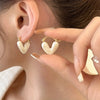White Heart Design Hoop Earrings Cute Simple Style Zinc Alloy Jewelry Daily Commuting Ear Ornaments Trendy Female Gift