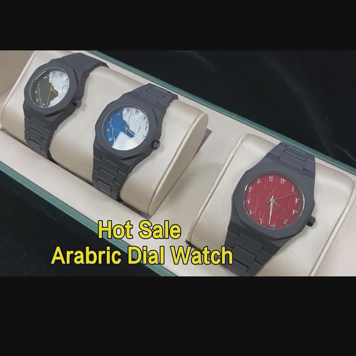 Men’s Black Matte Arabic Numerals Quartz Watch – Waterproof Casual Timepiece