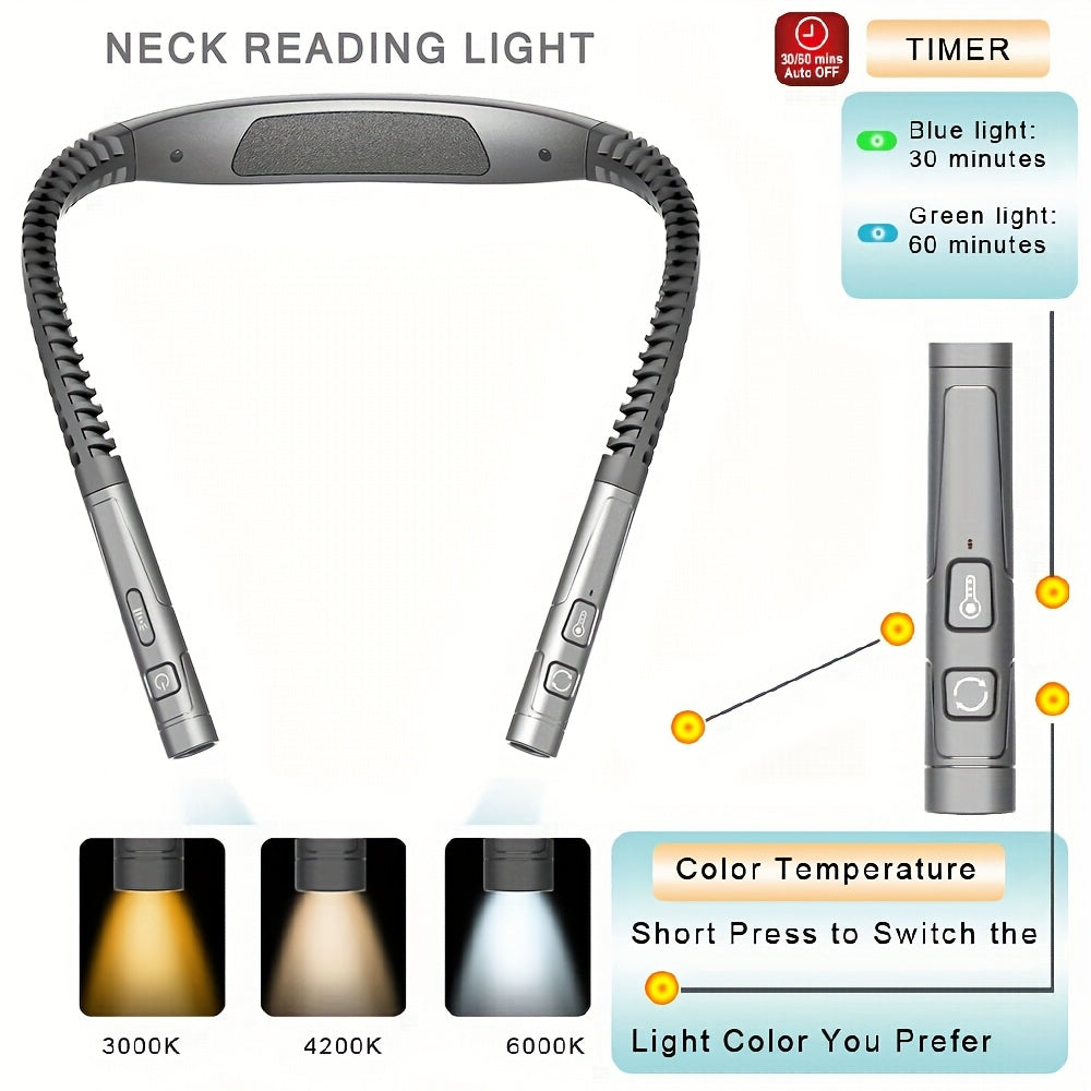 Rechargeable Reading Lamp 80 Hours Rechargeable Flexible Neck Reading Lamp 3 Colors and 6 Brightness Reading Lights Perfect Book Lamp for Reading Knitting Repairing Gift for Book Lovers in Bed
