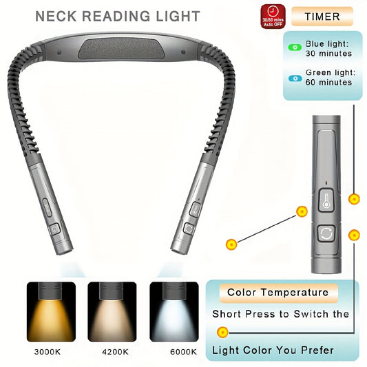 Rechargeable Reading Lamp 80 Hours Rechargeable Flexible Neck Reading Lamp 3 Colors and 6 Brightness Reading Lights Perfect Book Lamp for Reading Knitting Repairing Gift for Book Lovers in Bed