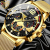 DEYROS Mens Calendar Watch Fashion Business Mesh Strap Quartz Watch Mens Watch