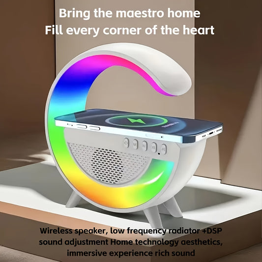 Wireless Smart Dazzling Light Speaker Sleep Alarm Clock Mobile Phone Wireless Charging Integrated Speaker Bedroom Bedside Night Light