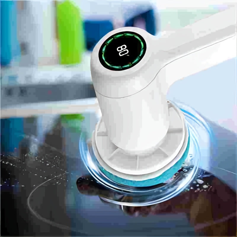 Bathroom Scrubber with 5 Brush Heads 2 Speeds and Led Display Power Scrubber for Cleaning Bathroom Bathtub Kitchen Tile Window Tub Floor Sink Electric Spin Scrubber Car washing Brush 2024 New Cordless Shower Cleaning Brush