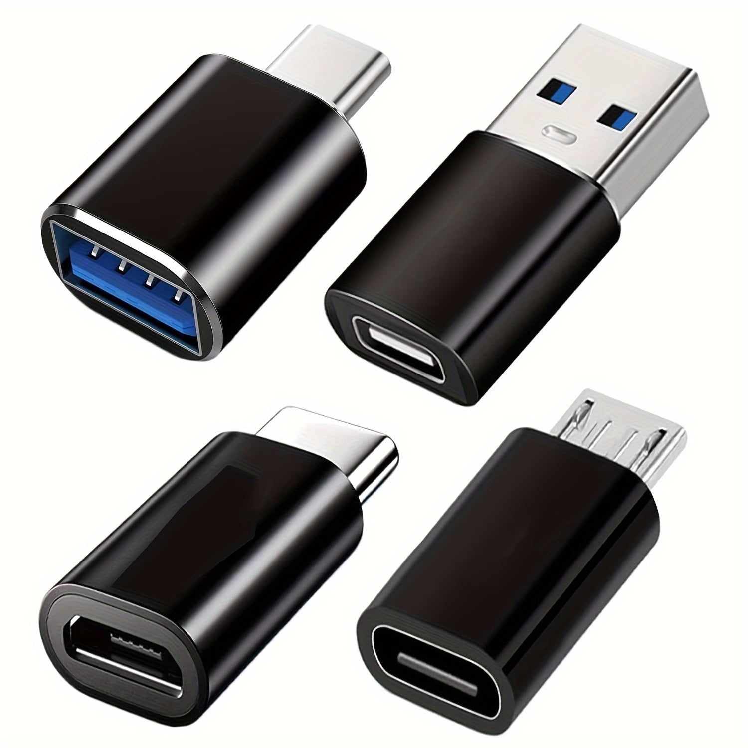 4pcs USBC adapter USB 30 OTG Micro USB to USBC stylish ferrous metal surface  Compatible with MacBook Pro Samsung Galaxy smartphones laptops PCs etc USB adapter