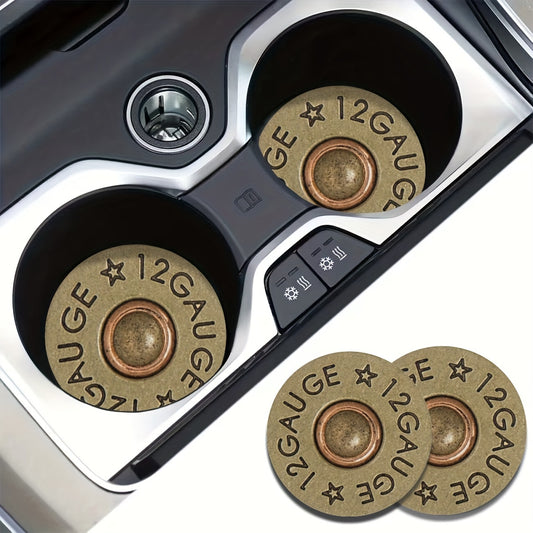 2pcs Bullet Base Pattern Absorbent Car Cup Holder Coaster Car Interior Accessories For Men And Women Water Cup Coaster For Car Vehicle Home And Desk