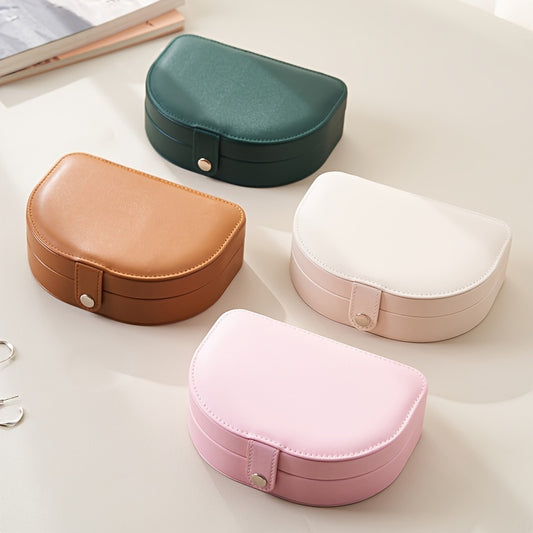 Small Oval Suede Jewelry Box  Vintage Multipurpose Storage Case with Cufflink Compartments Fabric Lining and Buckle Closure  Perfect for Travel and Home Use
