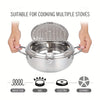 1pc Jumi JapaneseStyle Tempura Deep Fryer  Stainless Steel Frying Pan with Builtin Thermometer for Precise Temperature Control  Ideal for Frying Beef Patties Sesame Fry Bag Fried Chicken Willow and More Delicious Dishes