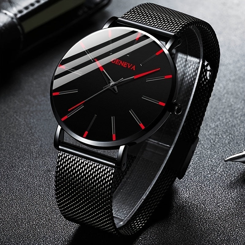 2022 Minimalist Mens Fashion Ultra Thin Watches Simple Men Business Stainless Steel Mesh Belt Quartz Watch