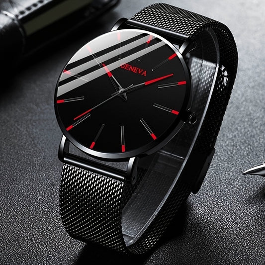 2022 Minimalist Mens Fashion Ultra Thin Watches Simple Men Business Stainless Steel Mesh Belt Quartz Watch