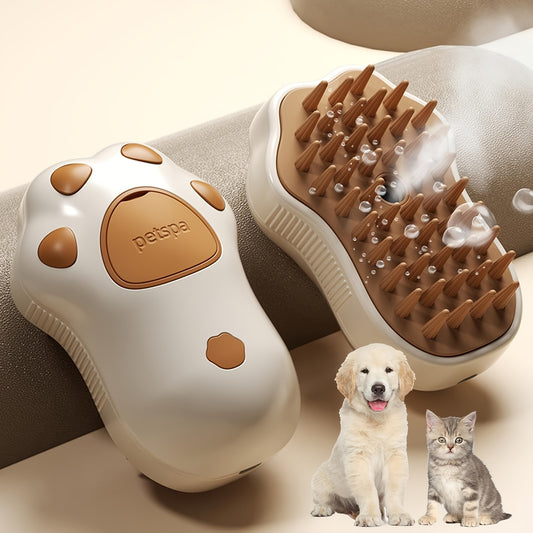 1pc 3in1 Electric Steam Cat Brush  Ultimate Grooming Tool with SelfCleaning Silicone Massage Bristles Hair Remover  Coat Care for Cats  Dogs  Stylish Paw Design
