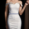 Womens Rhinestone Belt Elegant Blue Belt Thin Waist Accessory Fashionable Sparkling Dress Sash For Evening  Party Wear
