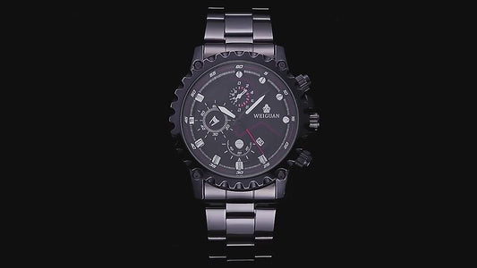 Black Warrior Men’s Classic Watch – Waterproof, Luminous, Calendar Display