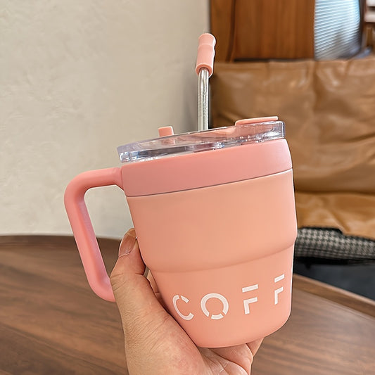 16oz480ml Insulated Stainless Steel Coffee Mug with Handle  Straw  DoubleLayer Vacuum Insulated BPAFree Reusable and Multipurpose for Outdoor Camping Home and Office Use  Perfect Gift for Christmas Graduation Halloween and Thanksgiving
