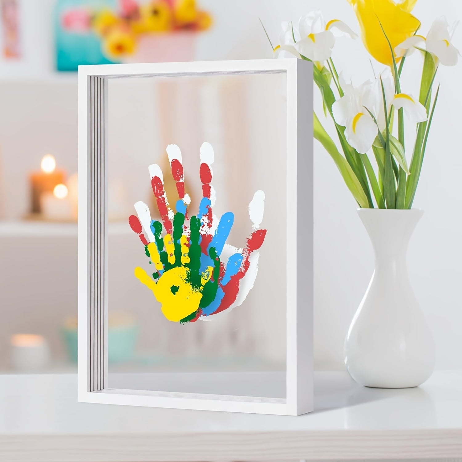 Family Handprint Set  DIY Crafts Souvenir White Wooden Picture Frame  Family Gifts  Gifts For New Parents Fun Mom Gifts Including Family Gifts In 6 Colors