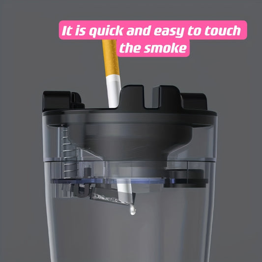 Elegant Windproof Ashtray with Funnel Lid  Stainless Steel  ABS Easy Clean No Power Needed for HomeOffice