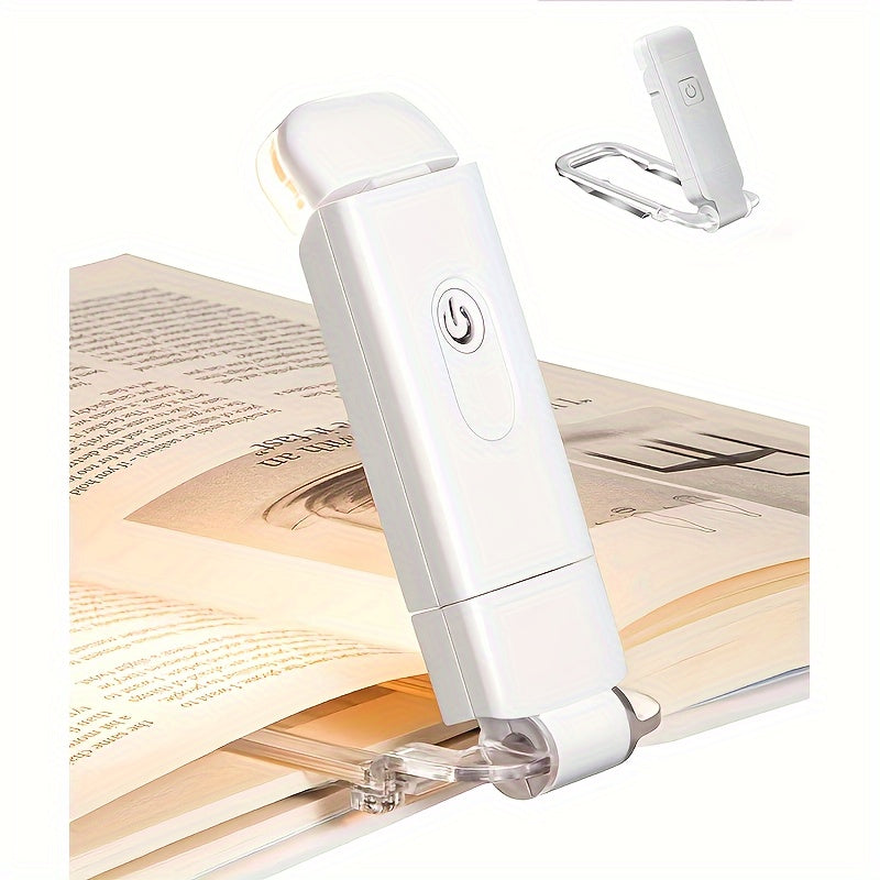 Rechargeable Bookmark Light  LongLasting Adjustable Brightness EyeProtection LED ClipOn Light for Reading in Bed Car and More  Soft Warm White Compact Design in White Finish