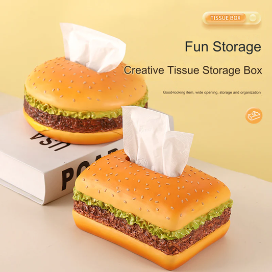 Creative Cartoon Hamburger Tissue Box - Home Decoration