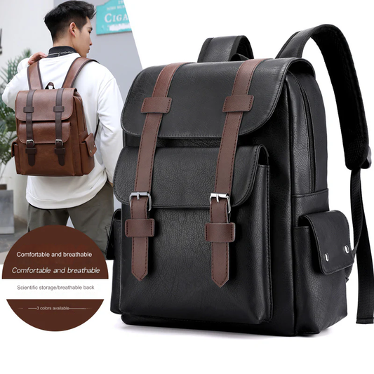 Stylish PU Leather Large Capacity Travel Backpack