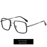 Men’s Square Frame Anti-Blue Light Glasses – Large Optical Flat Mirror UV400
