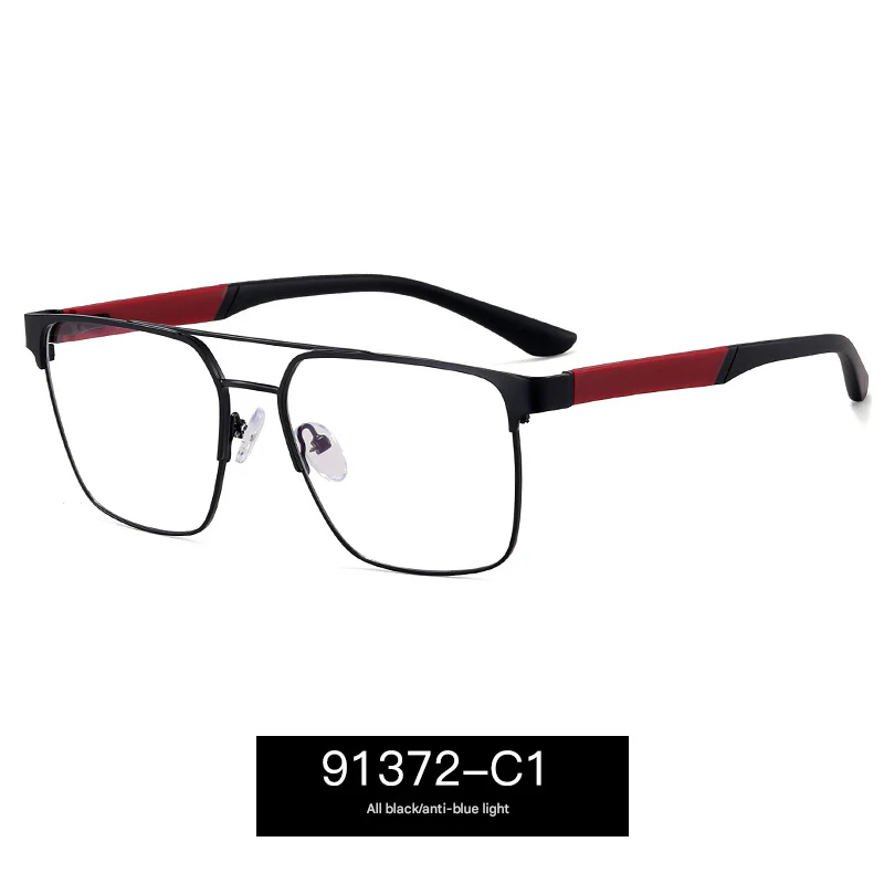 Men’s Metal Frame Anti-Blue Light Myopia Glasses – UV400 Flat Mirror Eyewear