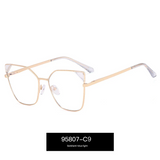 Women’s Oversized Square Metal Blue Light Glasses – Anti-UV Optical Frames