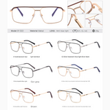 Men’s Double Beam Metal Blue Light Glasses – Business Style Anti-UV Myopia Optical Frames