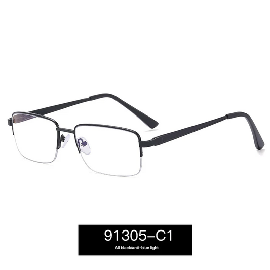 Men’s Half-Frame Blue Light Blocking Glasses – Business Style Myopia Eyewear