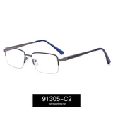 Men’s Half-Frame Blue Light Blocking Glasses – Business Style Myopia Eyewear
