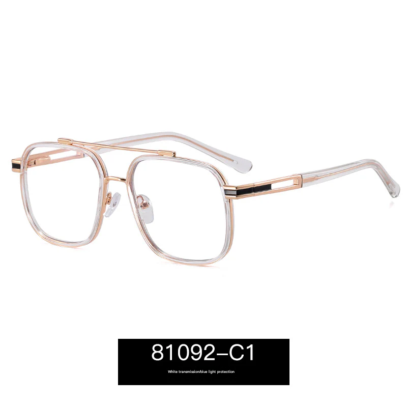 Men’s Polygonal Anti-Blue Light Glasses – Metal Double Beam Frame | Myopia-Ready