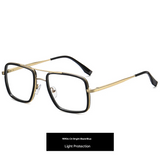 Men’s Square Frame Anti-Blue Light Glasses – Large Optical Flat Mirror UV400
