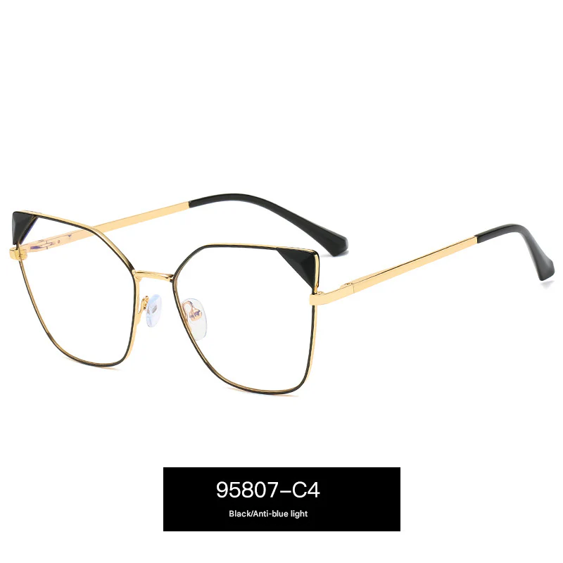 Women’s Oversized Square Metal Blue Light Glasses – Anti-UV Optical Frames