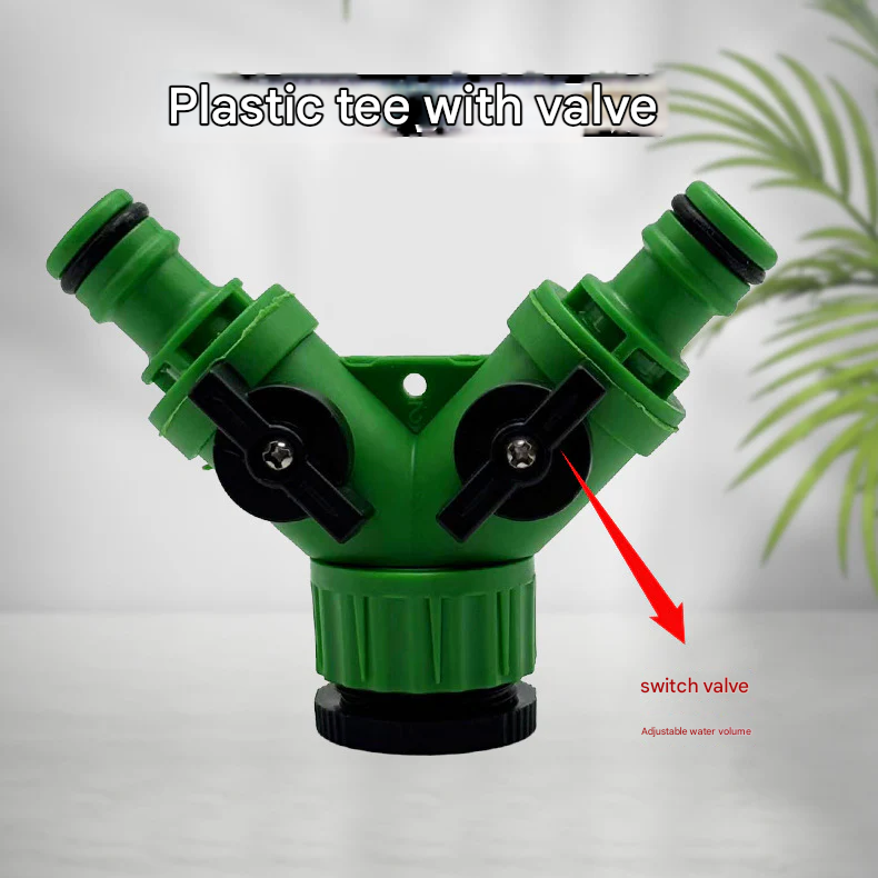 Garden Hose Splitter Connector – Plastic Green Nipple Diverter for Efficient Water Distribution