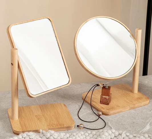 Rotatable Bamboo Makeup Mirror- Dressing Mirror