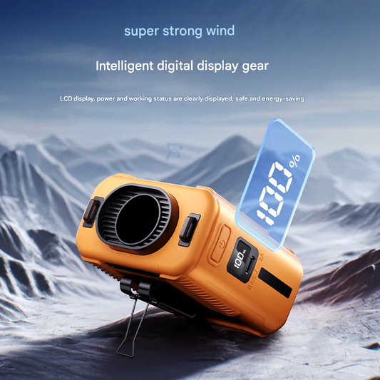 USB Rechargeable Waist Fan – Bladeless, High-Speed, 100-Gear Cooling Device