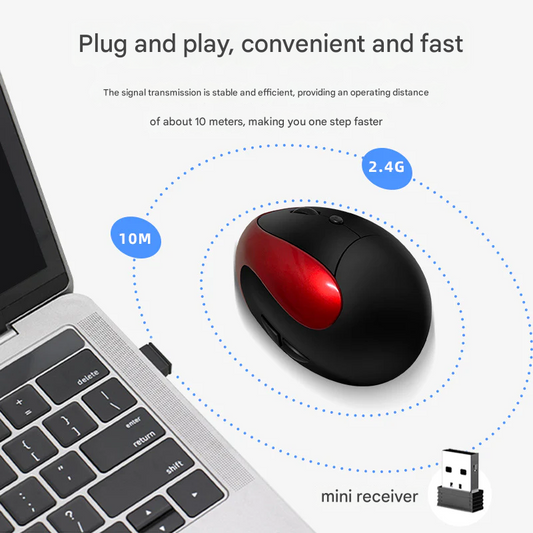 Ergonomic Vertical Wireless Mouse – Rechargeable, 2.4G USB, for Laptop & Office Use