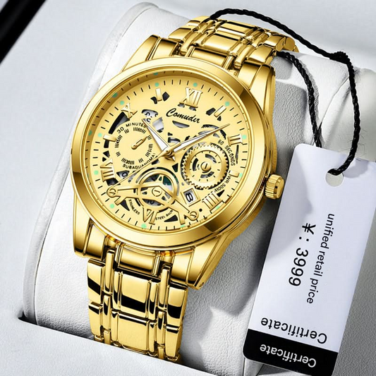 Men’s Hollow Luminous Quartz Watch – Calendar Display