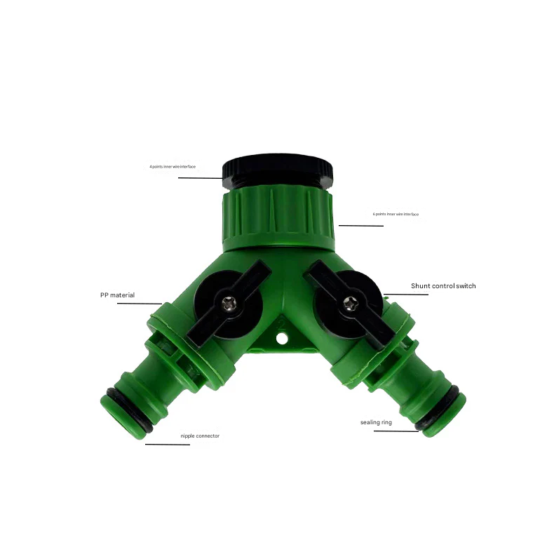 Garden Hose Splitter Connector – Plastic Green Nipple Diverter for Efficient Water Distribution