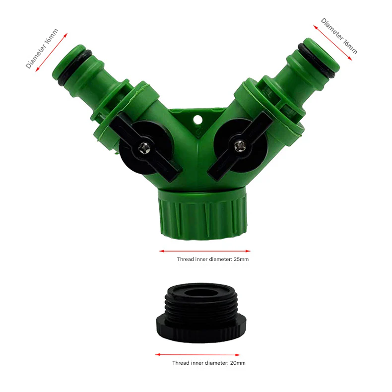 Garden Hose Splitter Connector – Plastic Green Nipple Diverter for Efficient Water Distribution