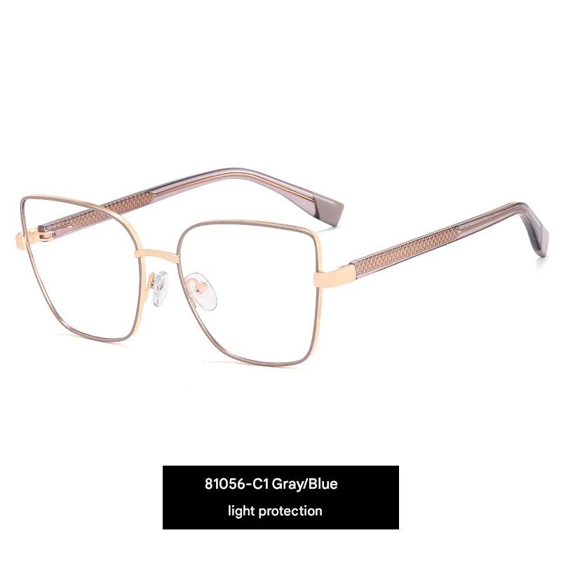 Women's Anti-Blue Light Metal Frame Glasses – Stylish Full-Rim Eyewear for Myopia