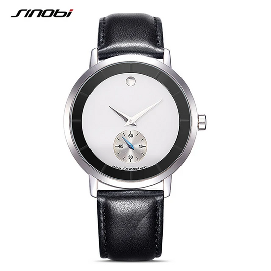 SINOBI Men's Classic Quartz Watch – Waterproof Business Style with PU Leather Band