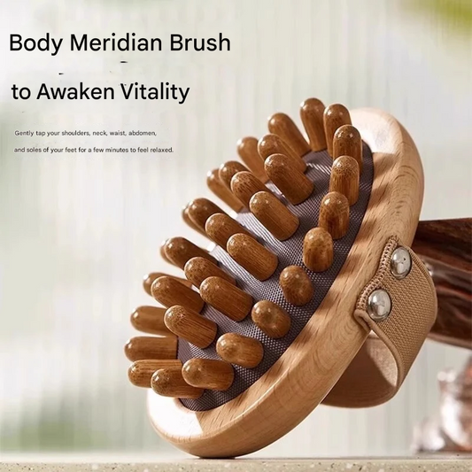 Wooden Meridian Massage Brush – Full Body Scraping Tool for Circulation & Relaxation